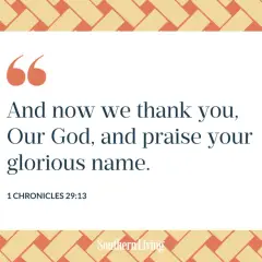 Frases para dar gracias a Dios por las bendiciones recibidas: "Y ahora te damos gracias, Dios nuestro, y alabamos tu glorioso nombre." (1 Crónicas 29:13)