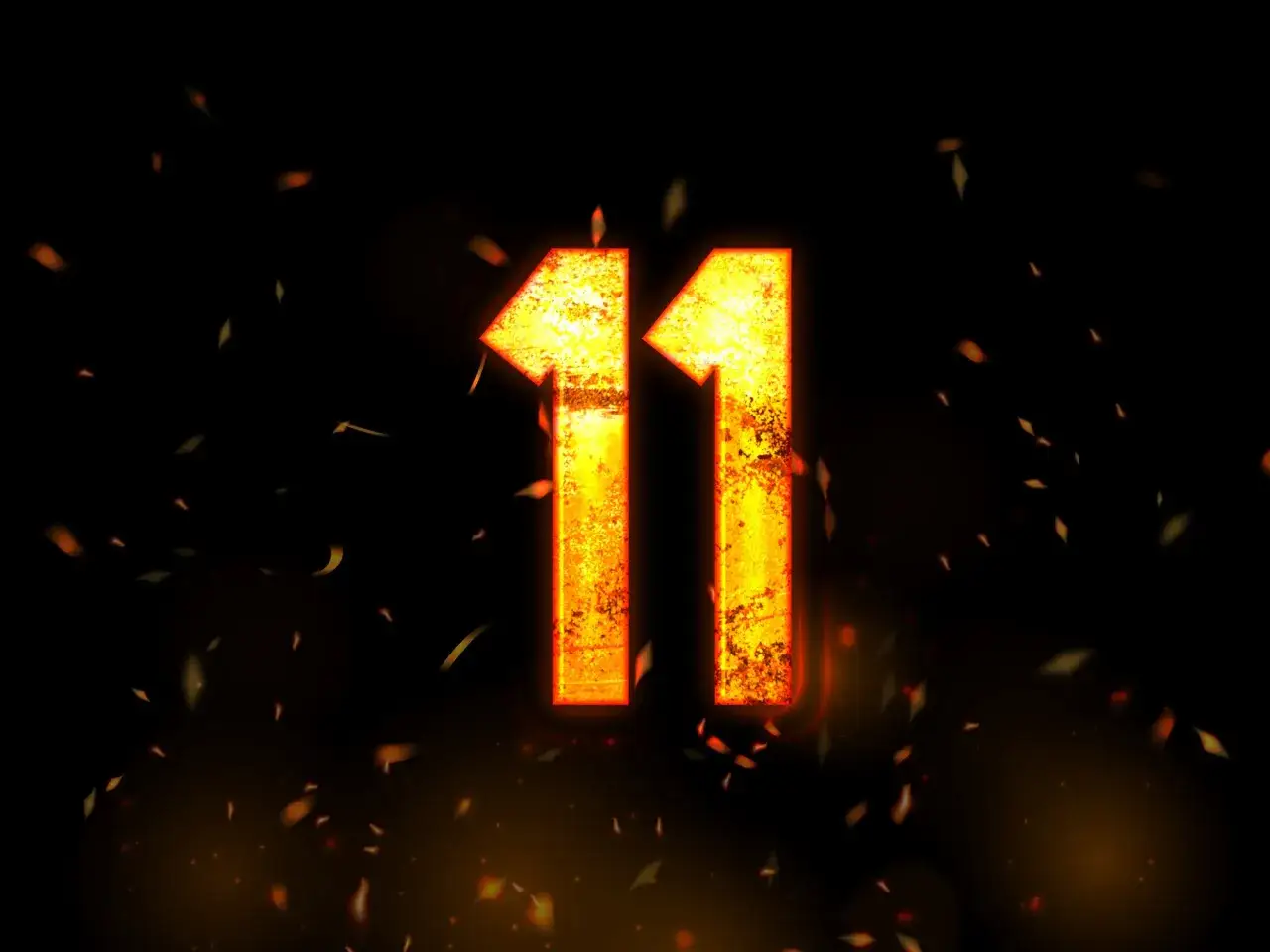El número 11 en llamas, rodeado de chispas y un fondo oscuro. ¿Qué significa el número 11?